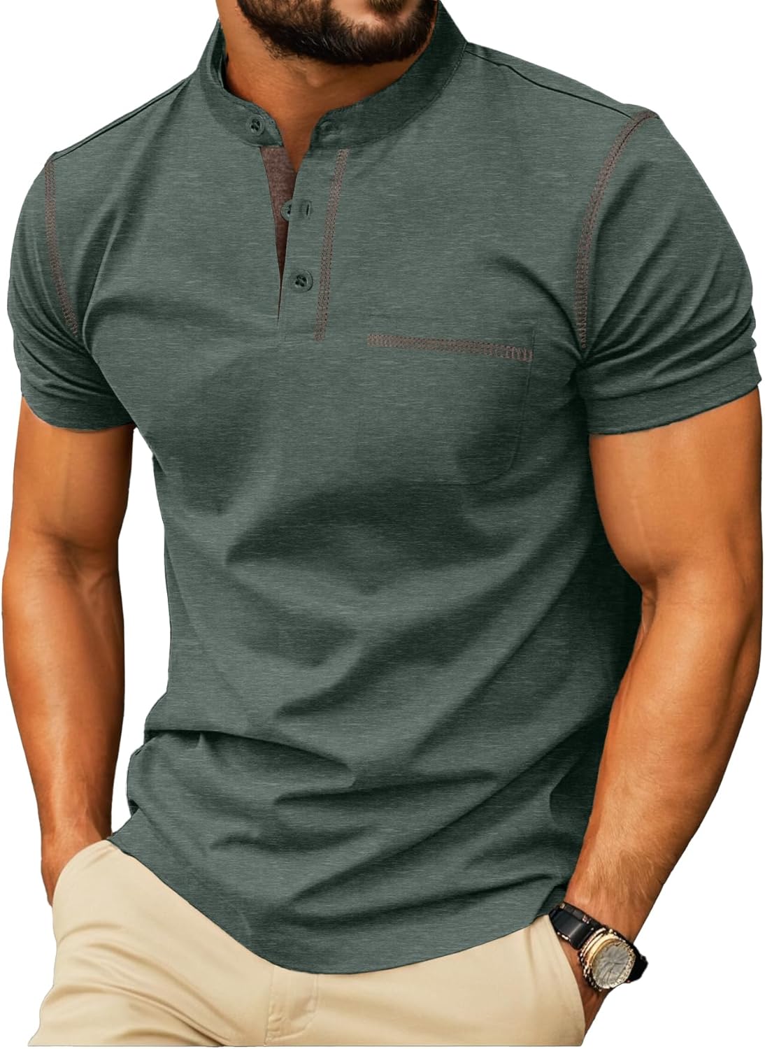 Sailwind men's green henley shirt